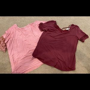 Pink and maroon tshirts